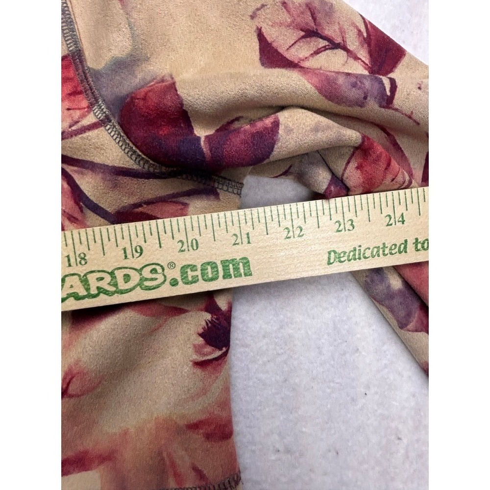 Solitaire Womens Floral Faux Suede Open Front Duster Cardigan Tan Mauve Medium‎ - Picture 8 of 13